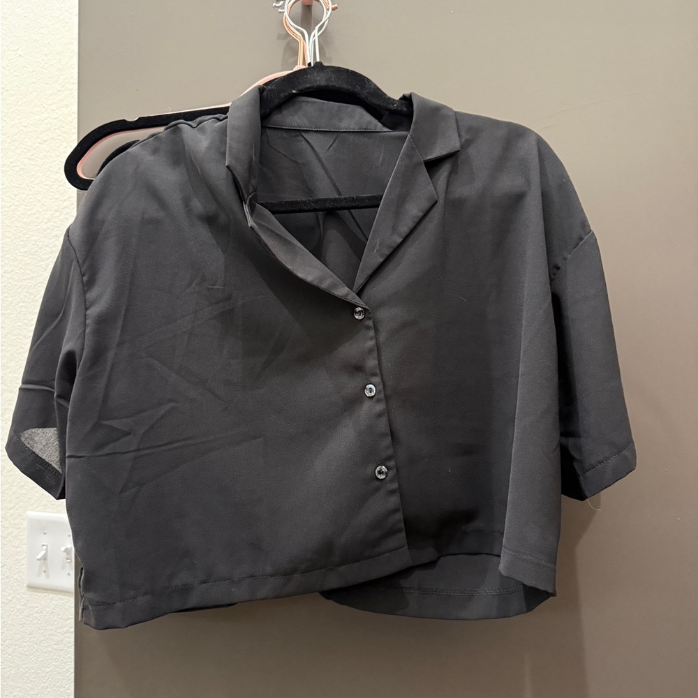 SHEIN Black Button-Up Top